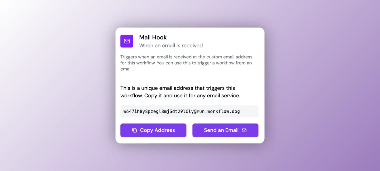 Mailhook trigger screenshot